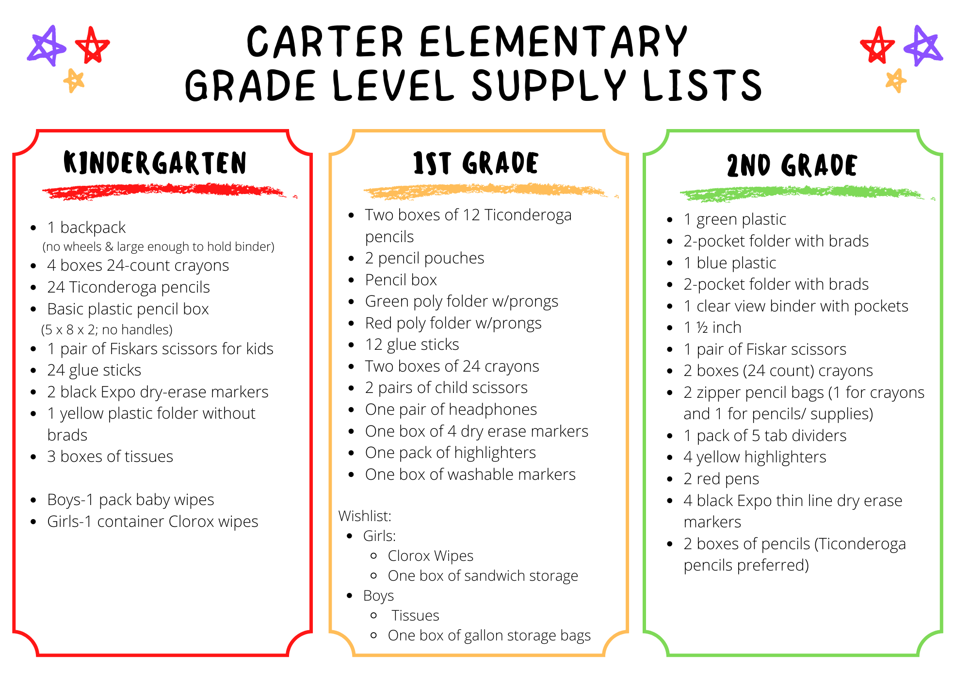  K - 2 Supply List